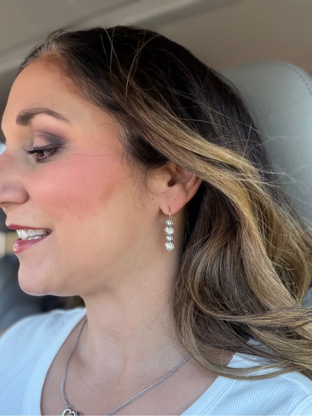 Brighton Silver Hook Earrings with Clear Stones